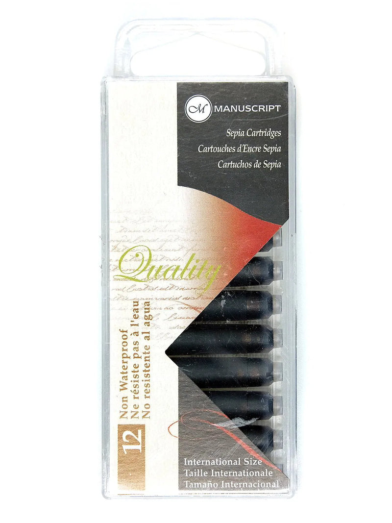  Manuscript Fountain Pen Cartridges Sepia Pack of 12