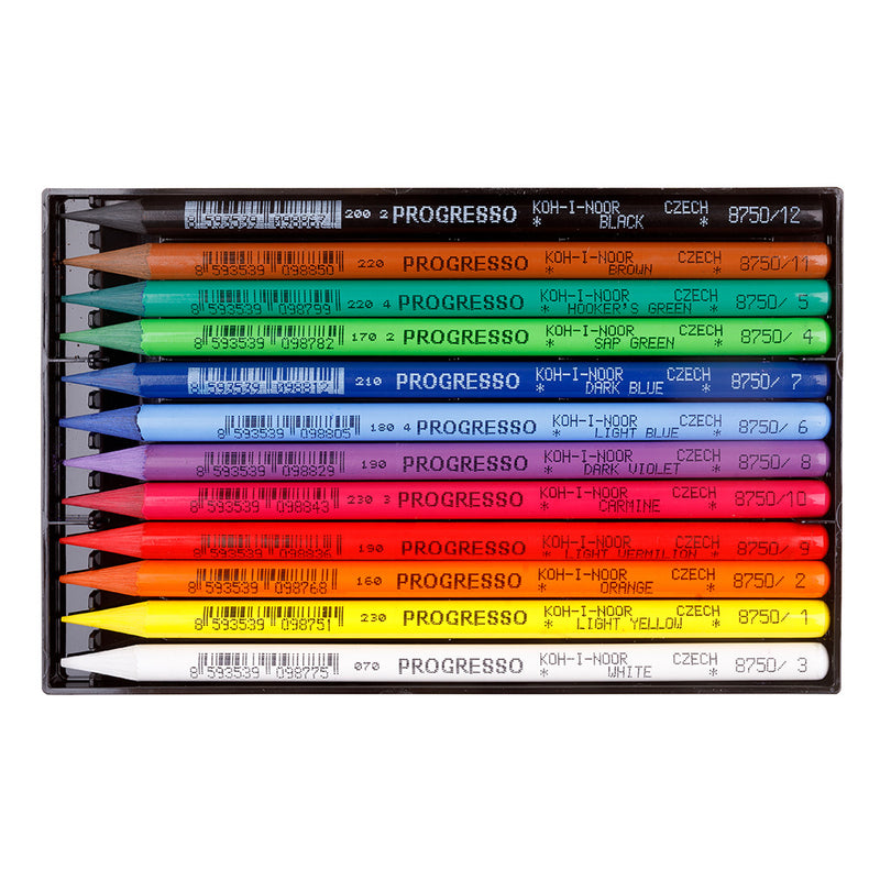 Koh-I-Noor Progresso Woodless Coloured Pencils Set of 12