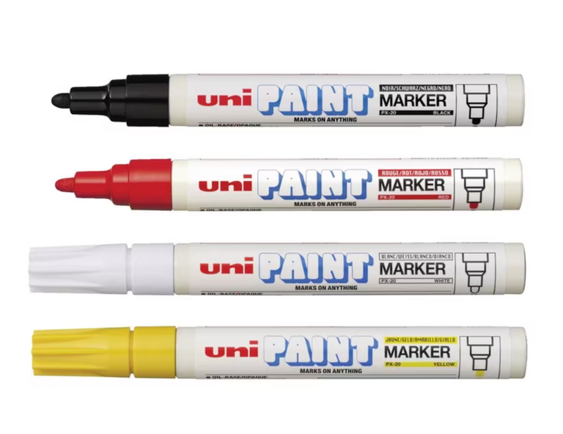 Uni Paint Markers 2.8mm Bullet Tips Assorted Colours - Set of 4