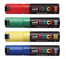 Uni Posca PC-7M 4.5-5.5mm Green/Yellow/Red/Blue Markers Set of 4