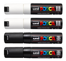 Uni Posca PC-7M 4.5-5.5mm Black/White Markers Set of 4