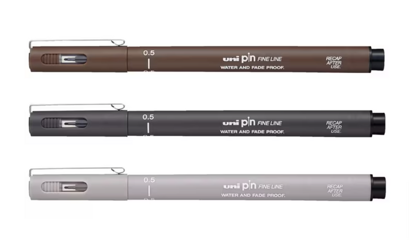 Uni Pin Fineliner Permanent Drawing Set of 3