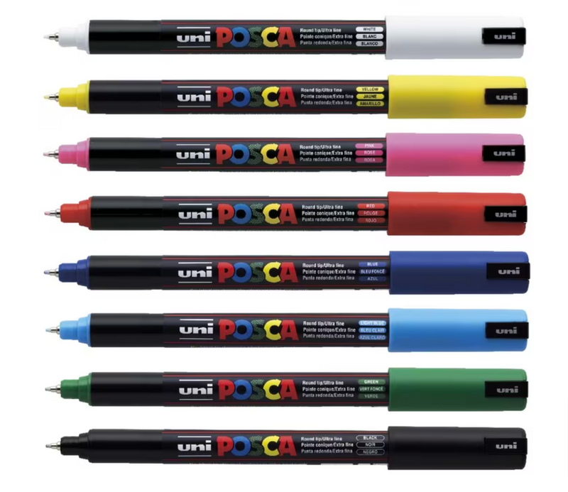 Uni Posca Markers PC-3M 0.9-1.3mm Assorted Colours - Set of 8