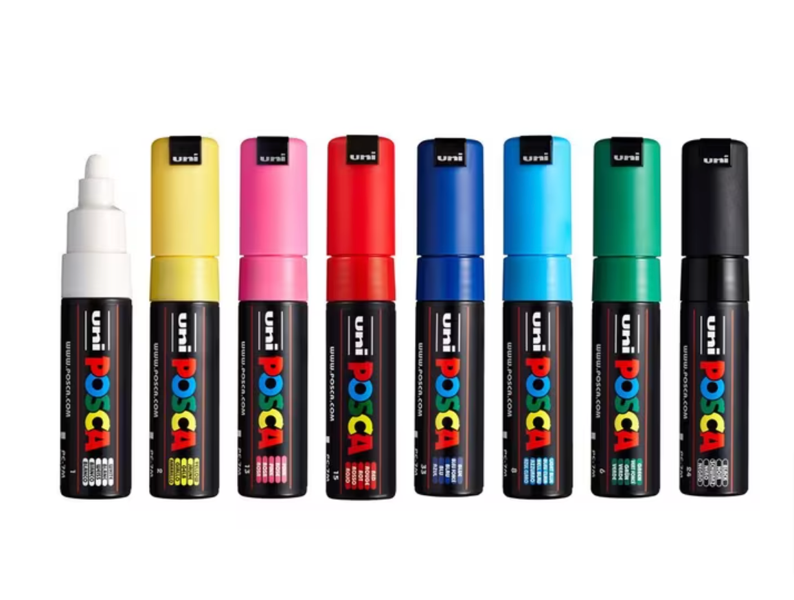 Posca Marker : Pc-7m : Bullet Tip : 4.5 - 5.5mm : Starter Set Of 8 Assorted  Colors