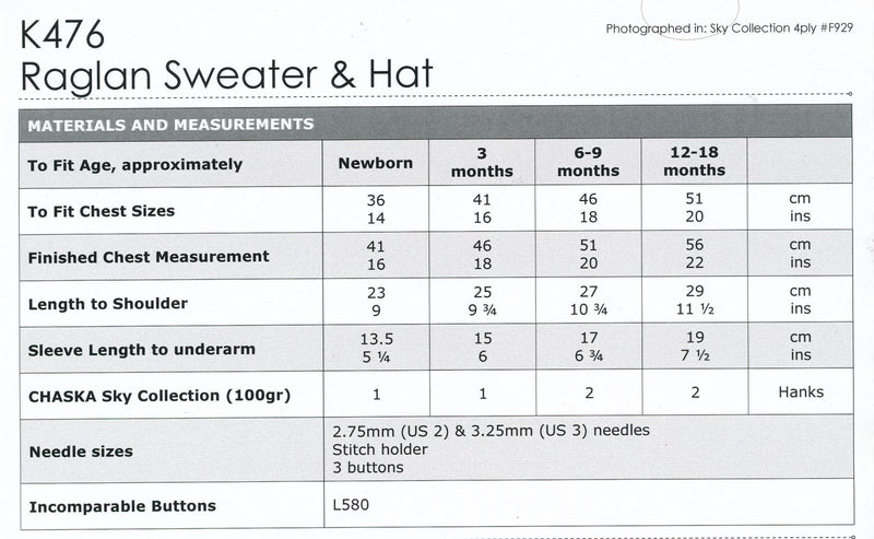 Knitting Pattern K476 - Kids Sweater & Hat 0-18 Months 4ply Yarn