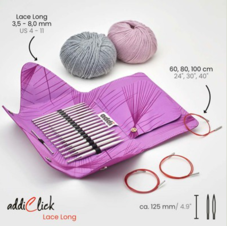 Addi Click Lace Long Tips Needle Set