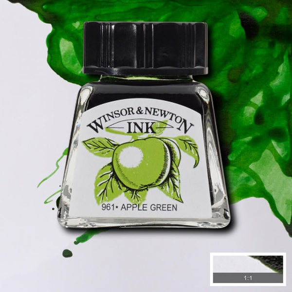 Winsor & Newton Fast Drying, Water Resistant Transparent Drawing Ink 14ml#Colour_APPLE GREEN