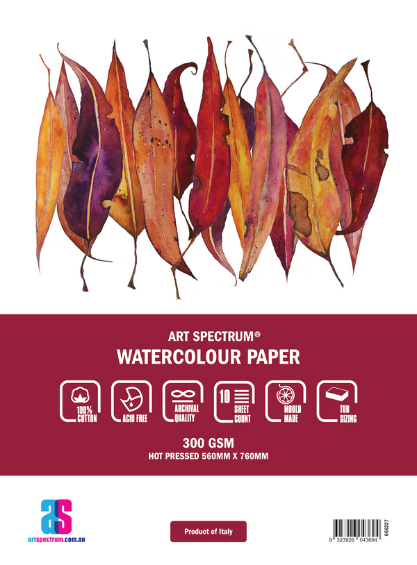Art Spectrum 100% Cotton Watercolour Paper 300gsm 56x76cm Hot Pressed Pack of 10