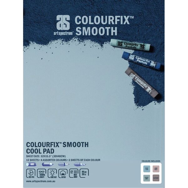 Art Spectrum Colourfix Smooth Pad 12 Sheet - Cool Colour#Size_30X40CM