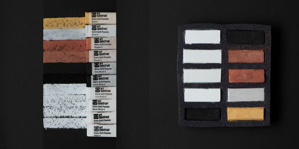Art Spectrum Extra Soft Square Pastel Set Of 10 Blacks, Whites & Metallics