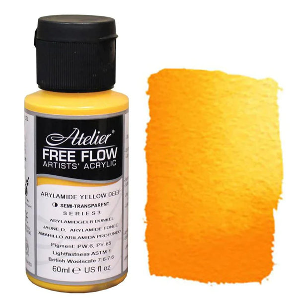 Atelier Free Flow Acrylic Paint 60ml#Colour_ARYLAMIDE YELLOW DEEP (S3)