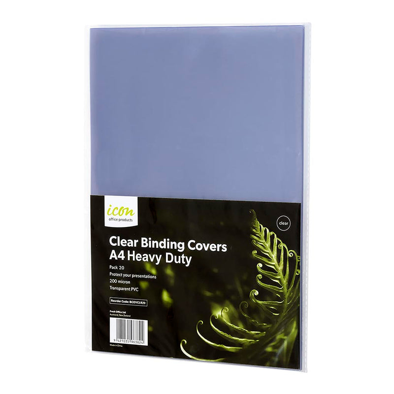 Icon A4 Clear 200mic Binding Covers Pack of 20