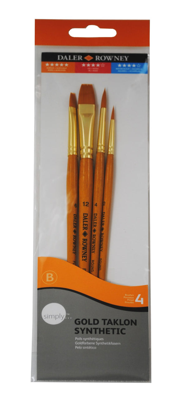 Daler Rowney Simply Gold Taklon Short Art Paint Brush Set 2