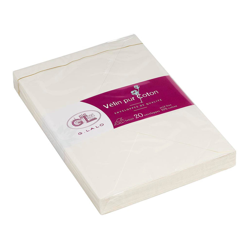 G Lalo Velin pur Coton C6 Creme Envelopes Pack of 20