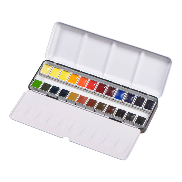 BLOCKX Artists' Watercolour Half Pan Metal Box Set of 24