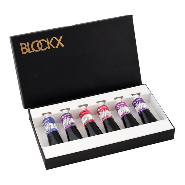 BLOCKX Artists' Watercolour Paints 15ml Violets Set of 6