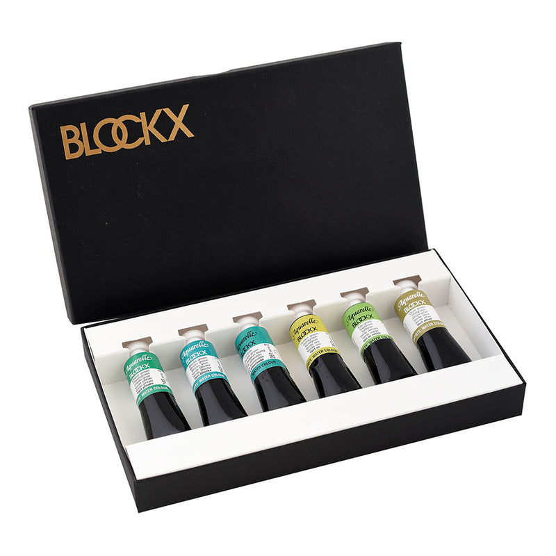 BLOCKX Artists' Watercolour Paints 15ml Greens Set of 6