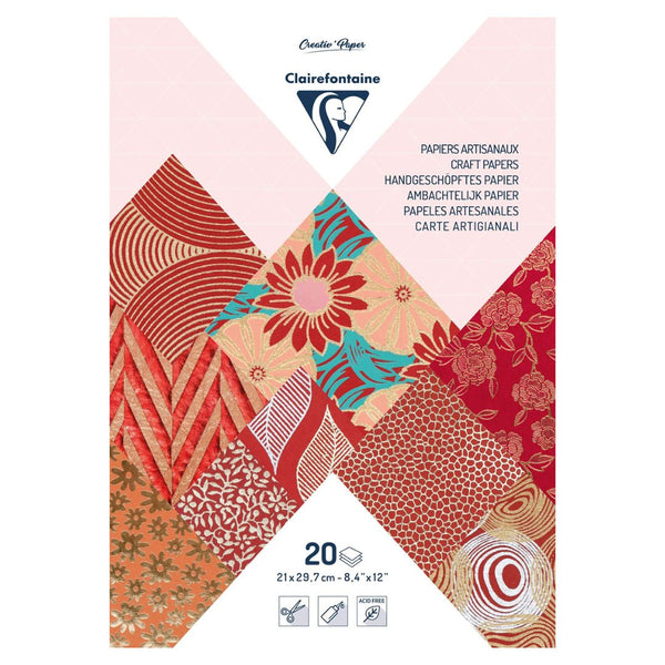 Clairefontaine Reds A4 20 Sheet Artisian Paper Pad
