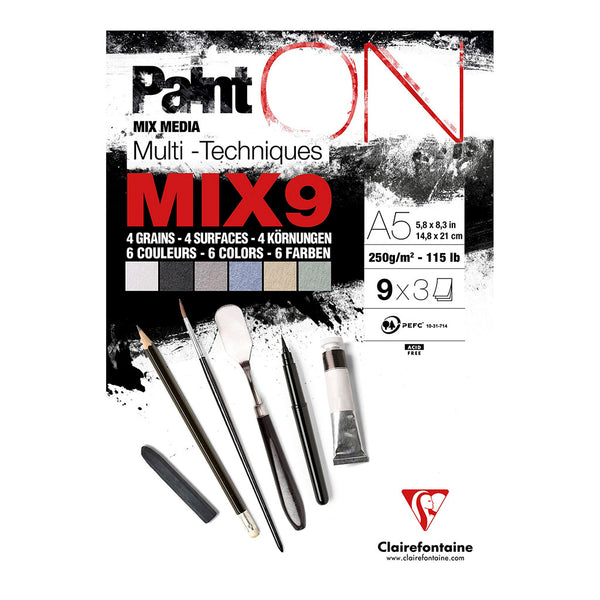 Clairefontaine PaintON 250gsm 27 sheet MIX9 Pads#Size_A5