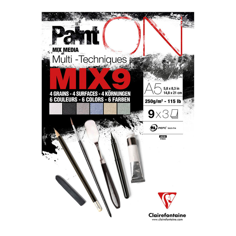 Clairefontaine PaintON 250gsm 27 sheet MIX9 Pads
