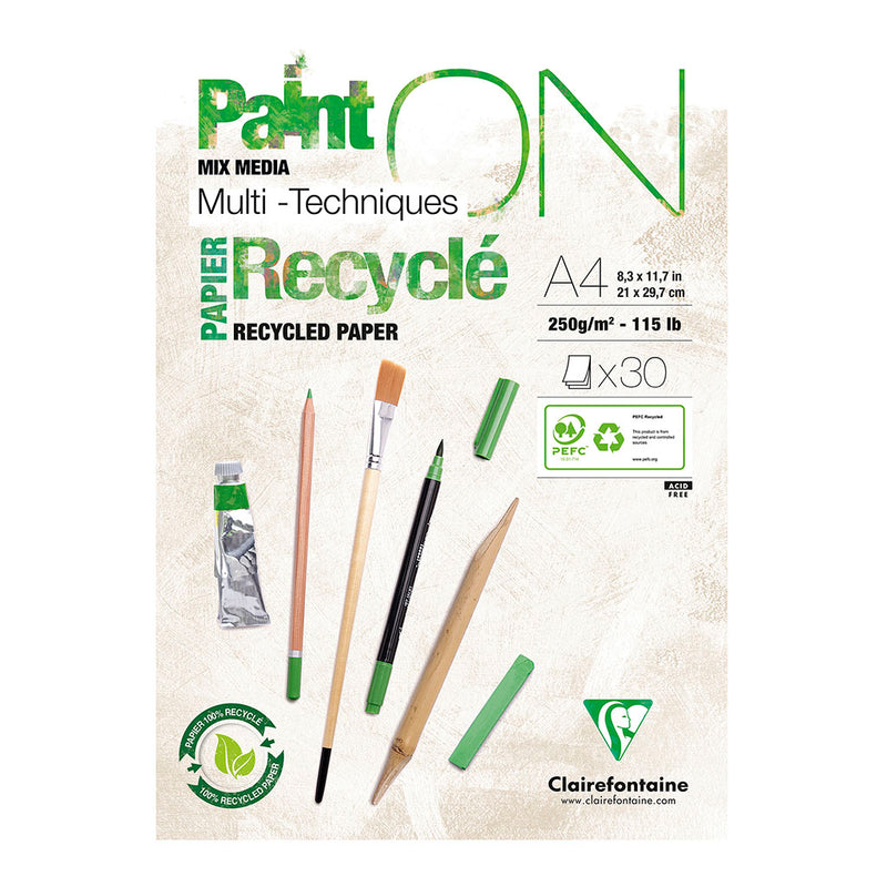 Clairefontaine PaintON White 250gsm 30 sheet Recycled Pads