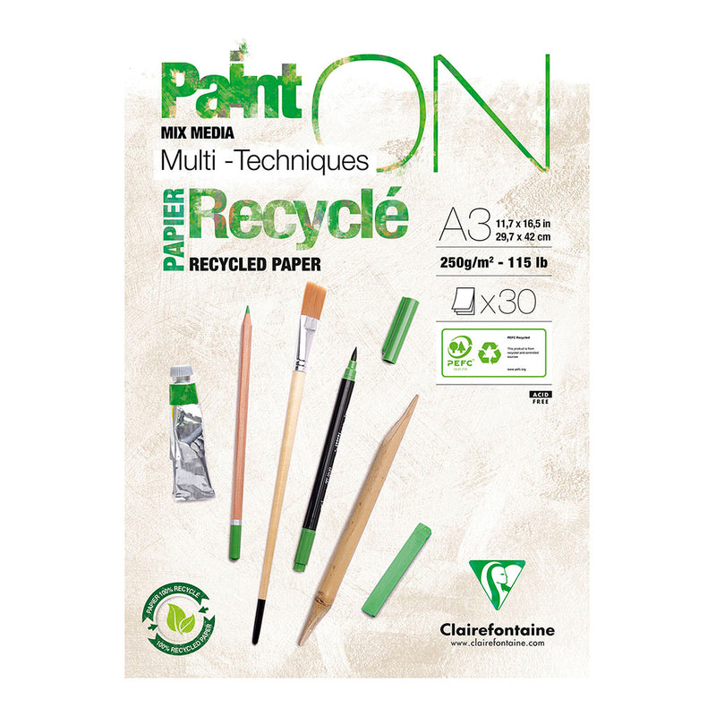 Clairefontaine PaintON White 250gsm 30 sheet Recycled Pads