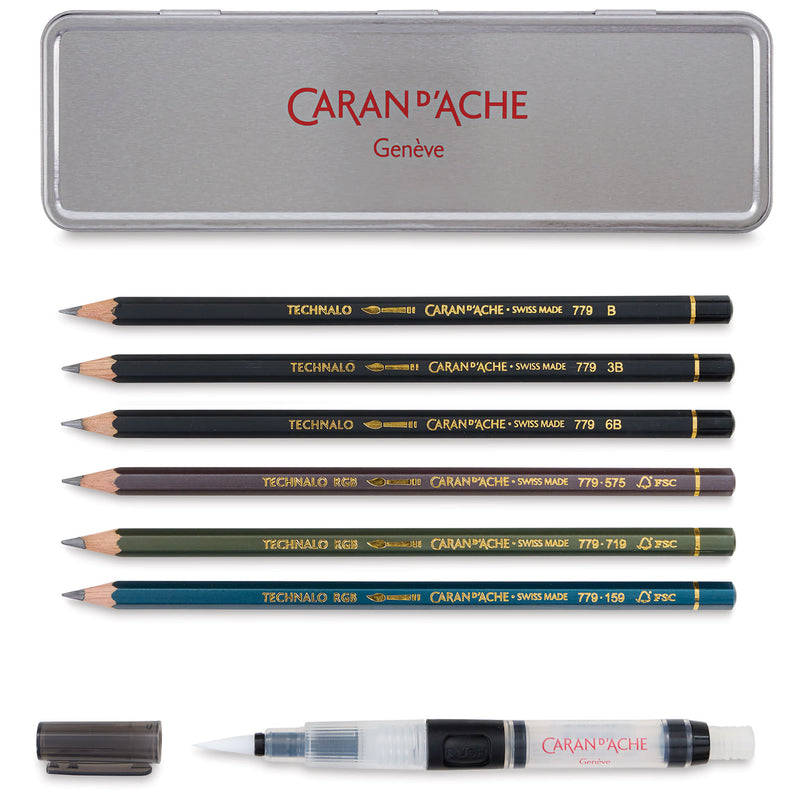Caran D'ache Graphite Line Technalo Water-Soluble Pencils Set of 7