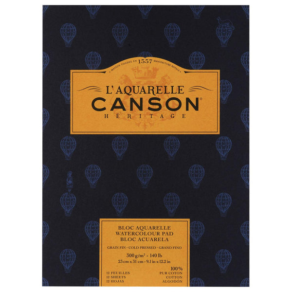Canson Heritage Pad 300gsm 12 Sheets Cold Pressed#Size_23X31CM