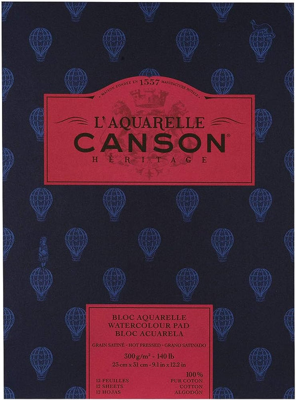 Canson Heritage Pad 300gsm 12 Sheet Hot Pressed#Size_23X31CM