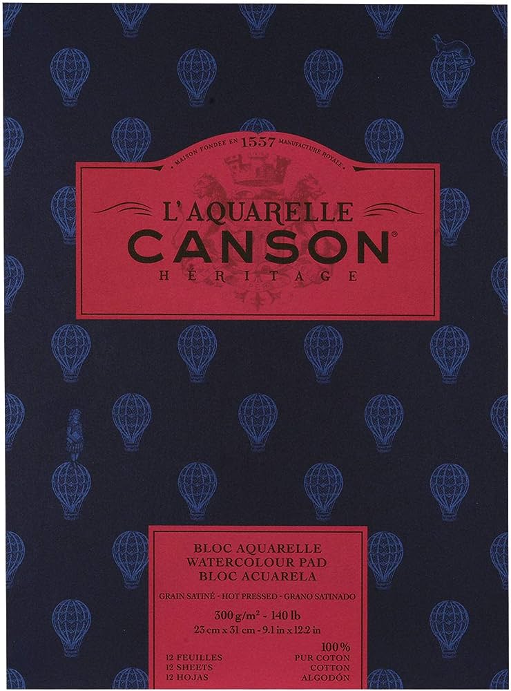Canson Heritage Pad 300gsm 12 Sheet Hot Pressed