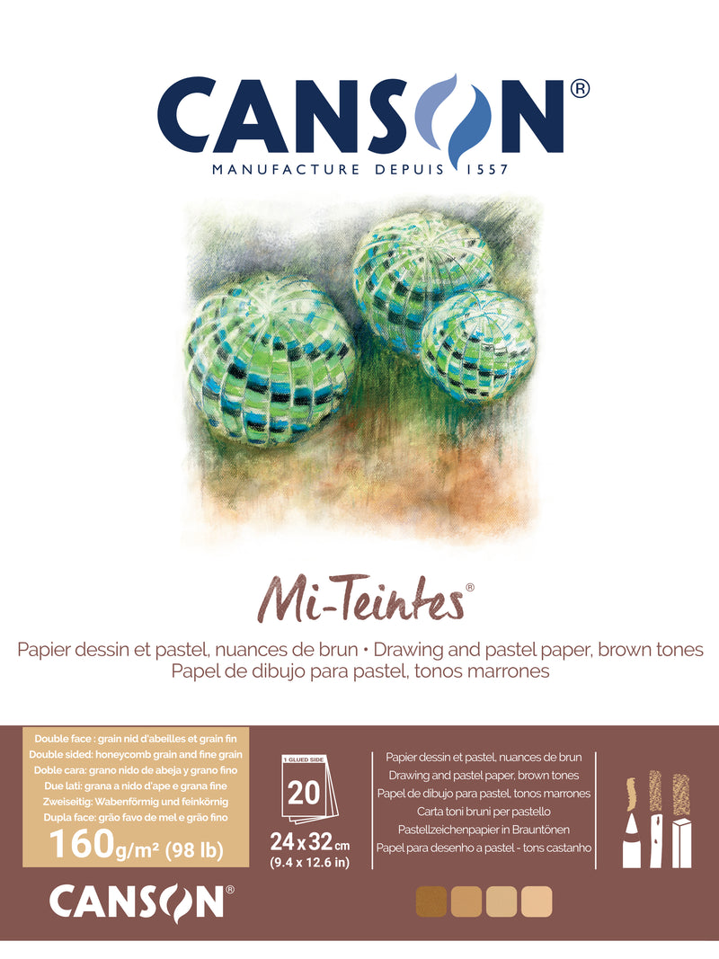 Canson Mi-teintes Pad 24x32cm 160gsm Earths 20 Sheets