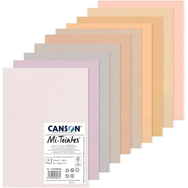 Canson MI-TEINTES Paper A4 160gsm Assorted Colours - Pack of 10