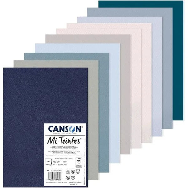 Canson MI-TEINTES Paper A4 160gsm Assorted Colours - Pack of 10