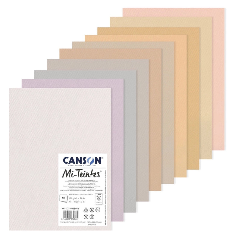 Canson MI-TEINTES Paper A3 160gsm Assorted Colours - Pack of 10