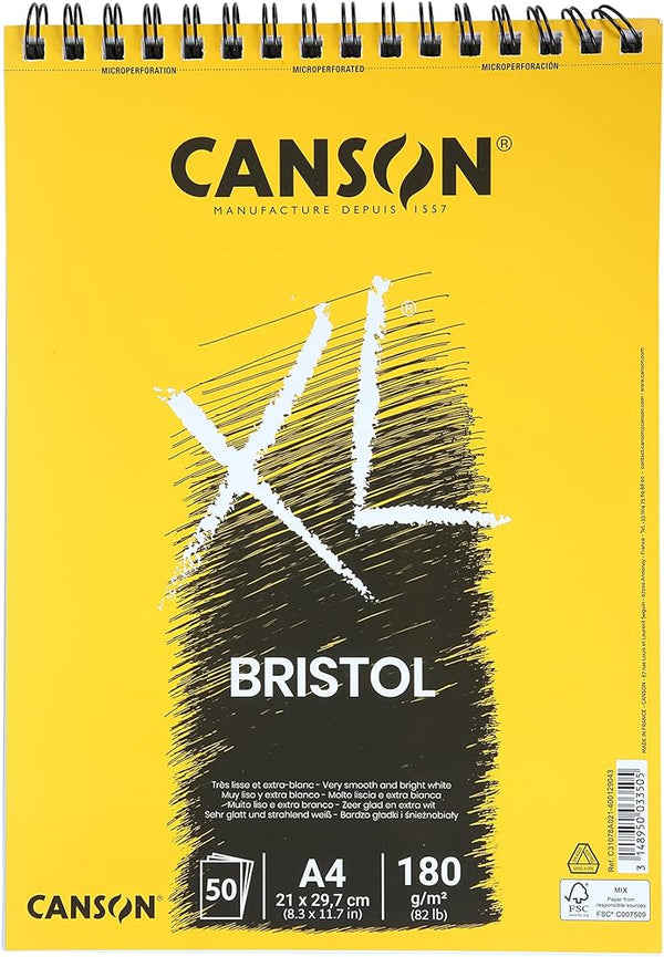 Canson XL Bristol Spiral Pad 180gsm 50 Sheets#Size_A4