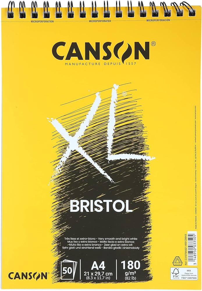 Canson XL Bristol Spiral Pad 180gsm 50 Sheets
