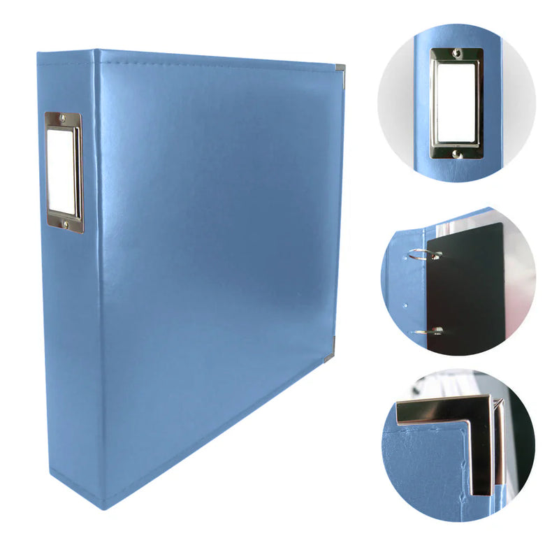Couture Creations 12x12 C Faux 3D Ring Leather Album Country Blue