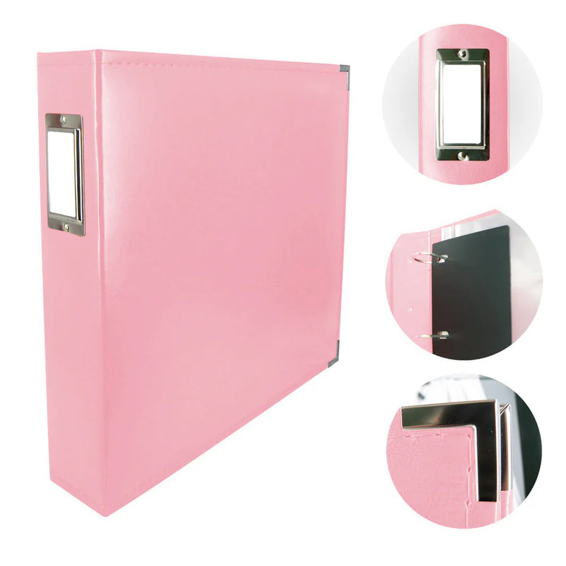 Couture Creations 12x12 C Faux 3D Ring Leather Album Baby Pink