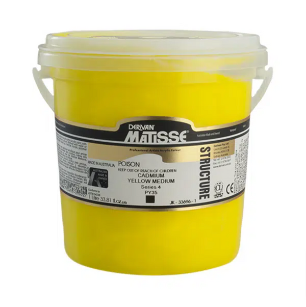 Derivan Matisse Structure Acrylic Paint 1 Litre#Colour_CADMIUM YELLOW MEDIUM (S4)