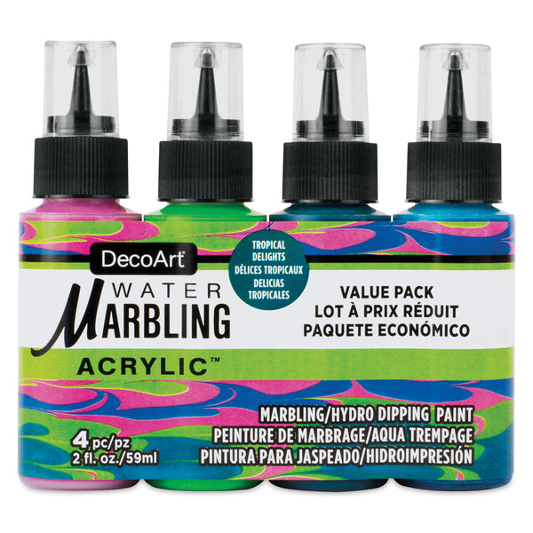 Decoart Water Marbling Paints Tropical Delights Set Of 4