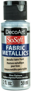 Decoart Sosoft Fabric Paints 59ml#Colour_METALLIC SILVER PLATINUM