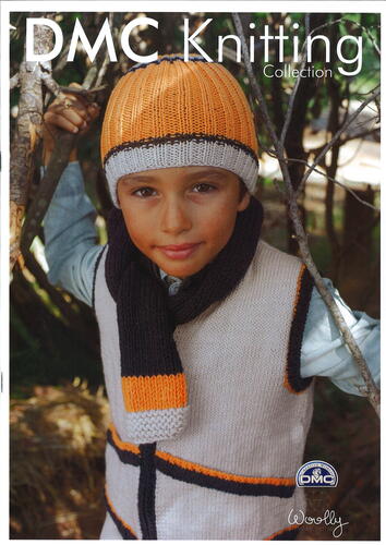 DMC Woolly Merino Pattern Leaflet - Boys Vest, Hat, and Scarf