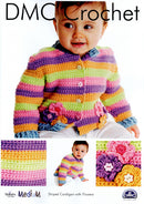 DMC Natura Medium Crochet Pattern Leaflet - Kids Striped Cardigan with Flowers