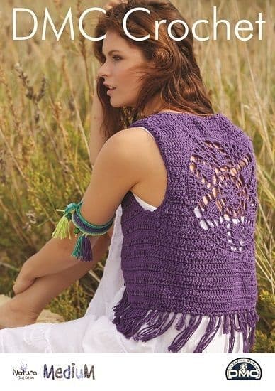 DMC Natura Medium Crochet Pattern Leaflet - Womens Waistcoat