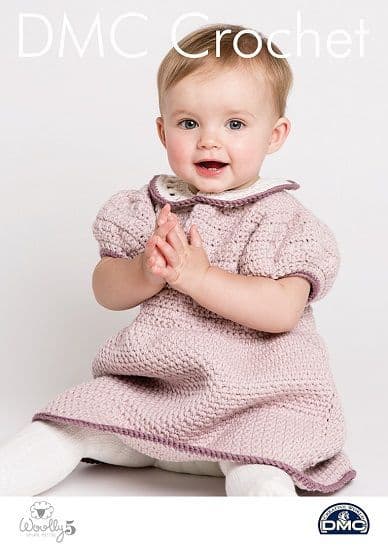 DMC Woolly 5 Crochet Pattern Leaflet - Womens Rosie Ruche Dress