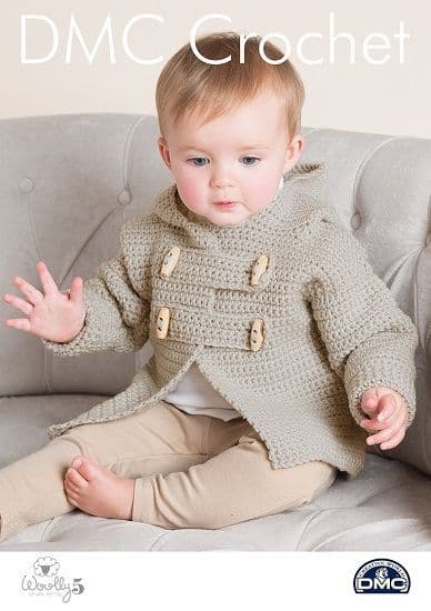 DMC Woolly 5 Crochet Pattern Leaflet - Kids Teddy Toggle Jacket