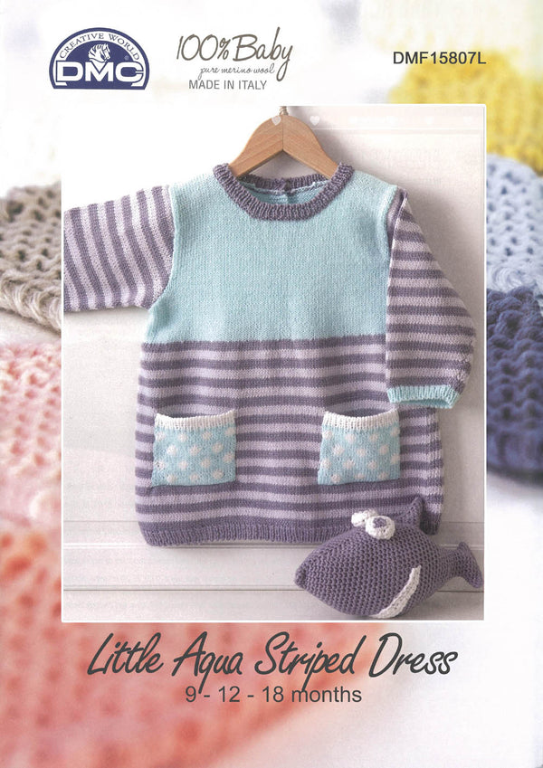 DMC Baby Little Aqua Striped Dress Pattern