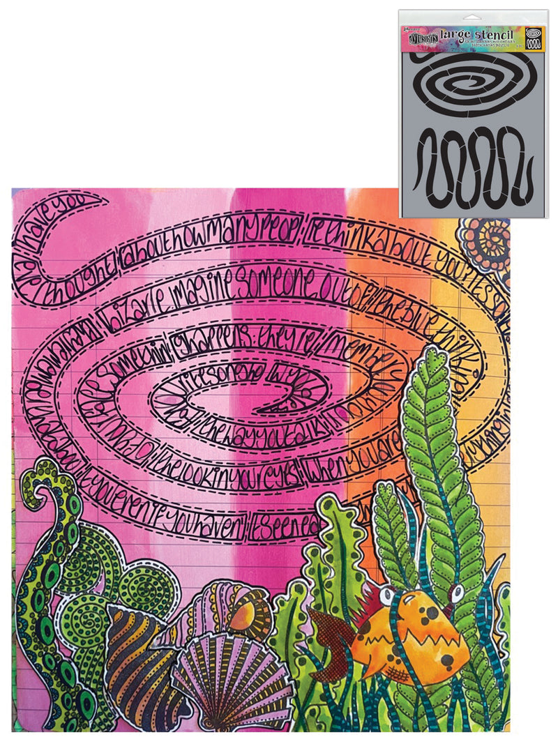 Ranger Dylusions Large 9x12 INCH Down the Rabbit Hole Stencil
