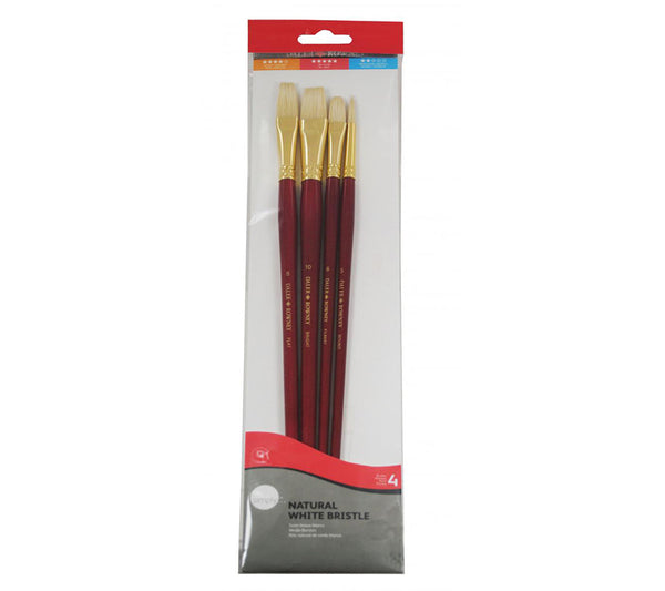 Daler Rowney Simply White Bristle Long Handle Brushes Set Of 4