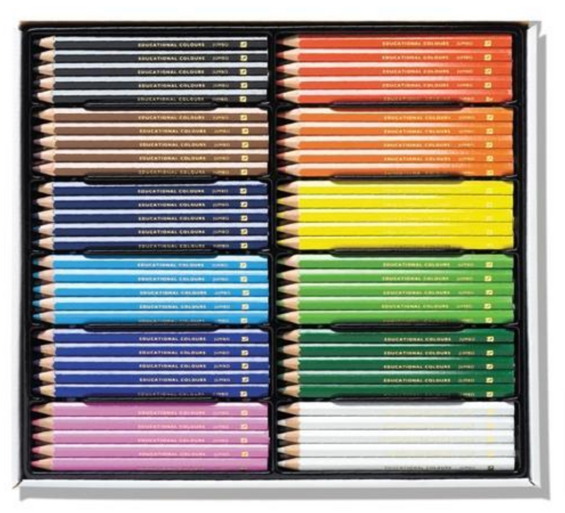 EC Triangular Pencils Washable Assorted Colours With Sharpener